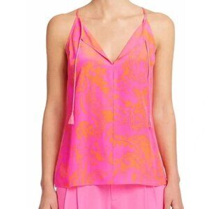Lilly Pulitzer Pink Finn Silk Halter Pop Orange Tassel Tank Top/Cami Size XS
